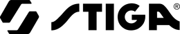 STIGA-Logo mit geschwungenen und geraden Buchstaben in Schwarz