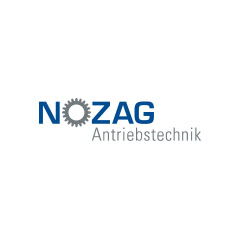 NOZAG-Logo mit Zahnrad-Symbol und Schriftzug Antriebstechnik