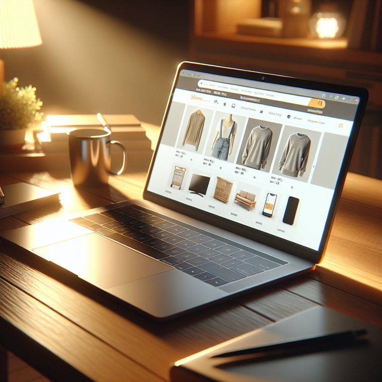 Laptop mit Online Shop offen